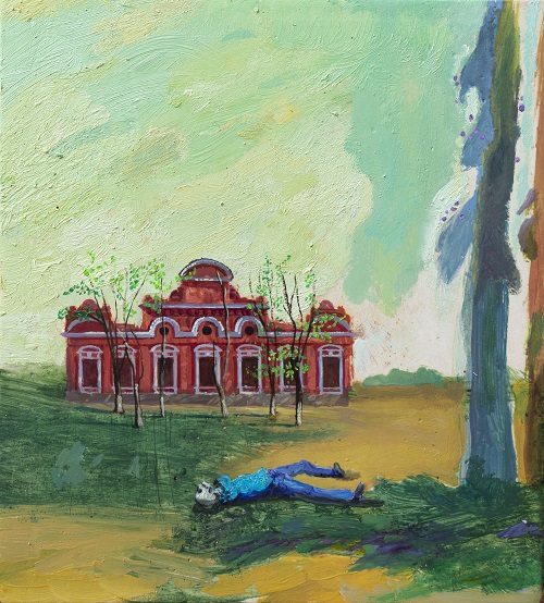 Red House, 2023, Oil On Board, 20x18 Cm.