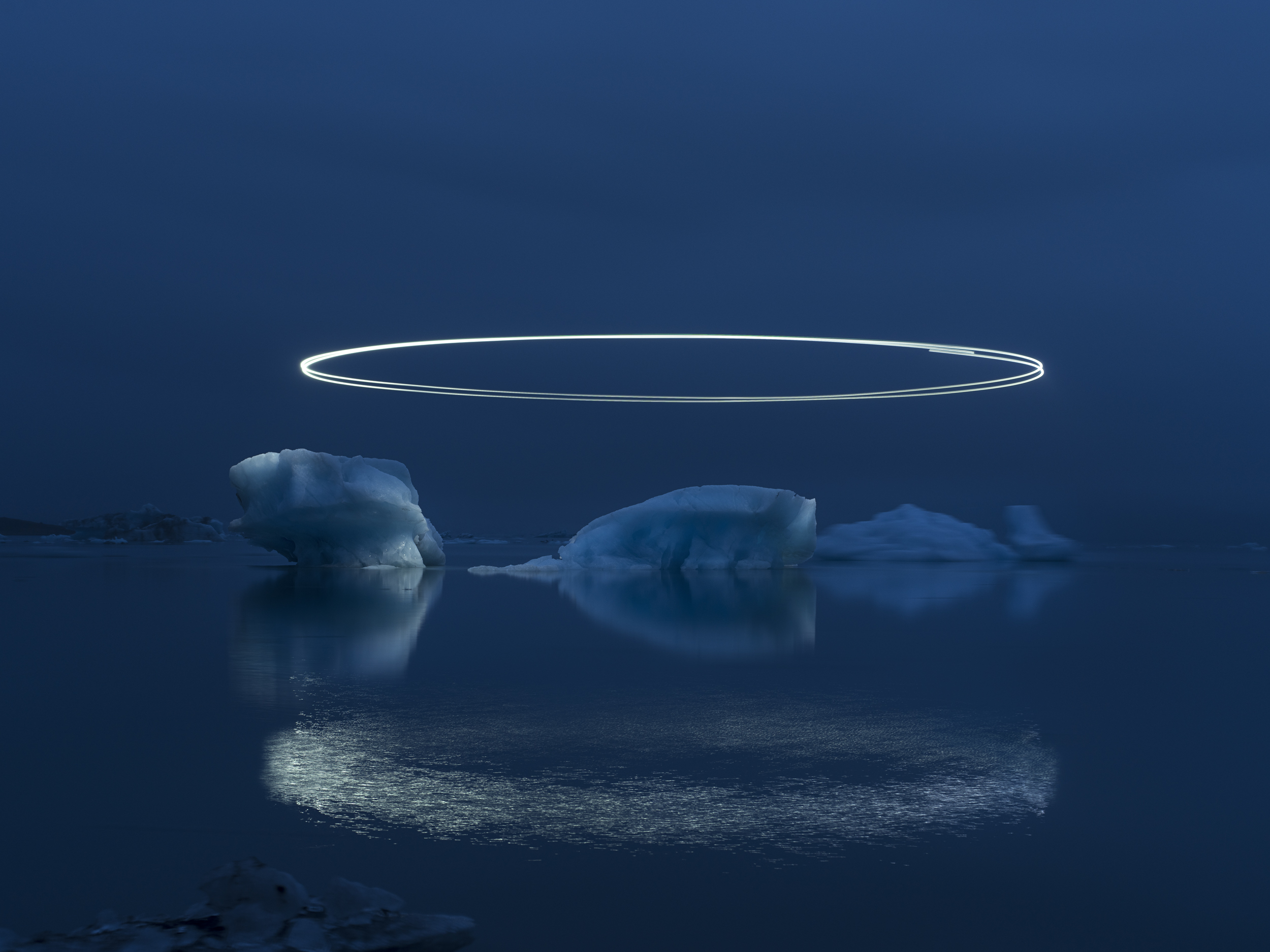 Icebergs And Circle Of Light 1, Iceland, 2021